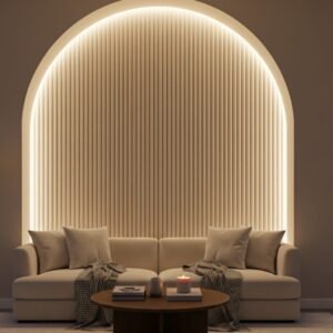 Arched Glow Fluted Wall Panel – Soft Ambient LED Feature Wall