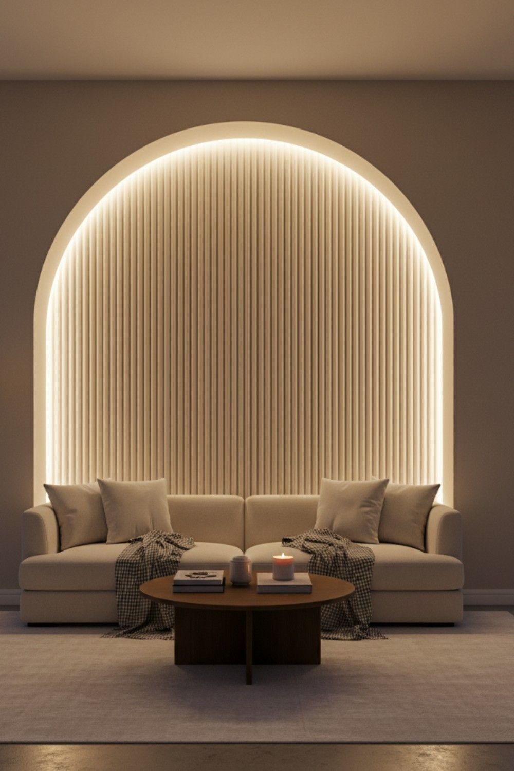 Arched Glow Fluted Wall Panel – Soft Ambient LED Feature Wall