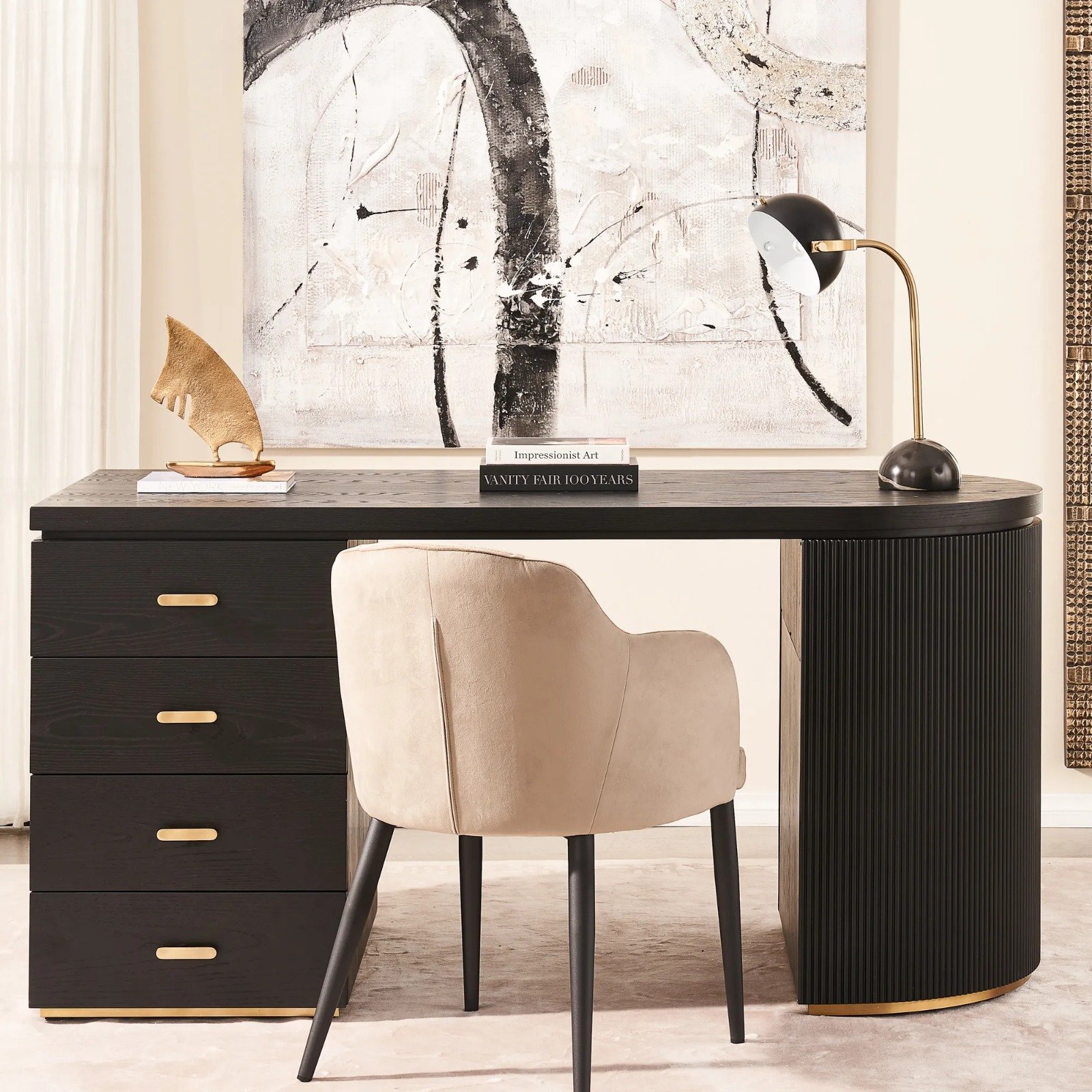 Aurelius Black & Gold Wooden Desk - Image 2