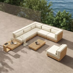 CasaTeak 9-Piece Teak Modular Outdoor Sectional Set